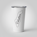 White insulated tumbler with Palestine map design